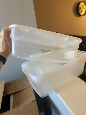 Brand new Set of 36 6 quart Sterilite Clear Plastic Storage Tubs with Lids